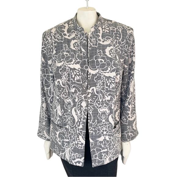 KAREN SCOTT Long Sleeve Floral Blazer Jacket in Blue & White  SZ 2X - Picture 9 of 9